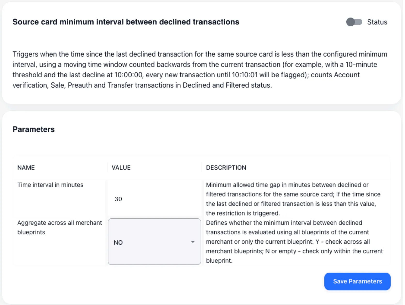 Bank terminal restriction