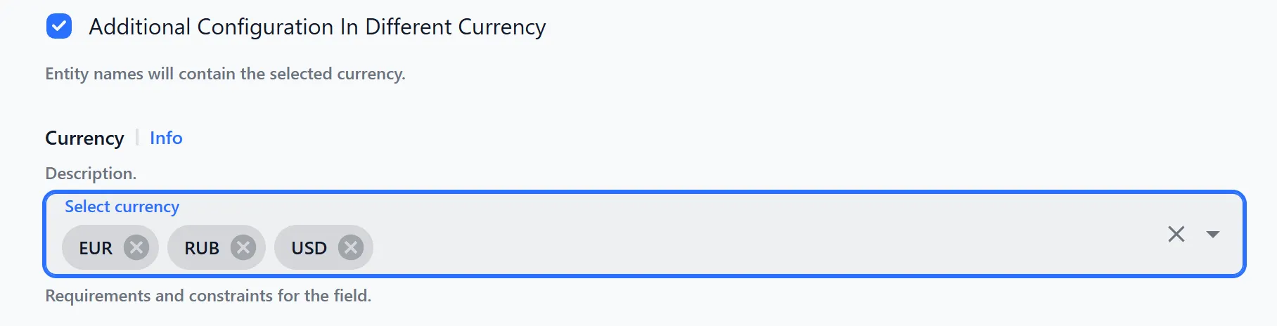 Additional Configuration In Different Currency